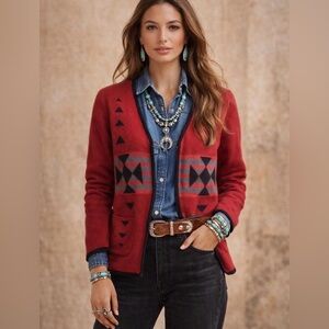 Woolrich Western Vintage red Cardigan Zip Up size XL